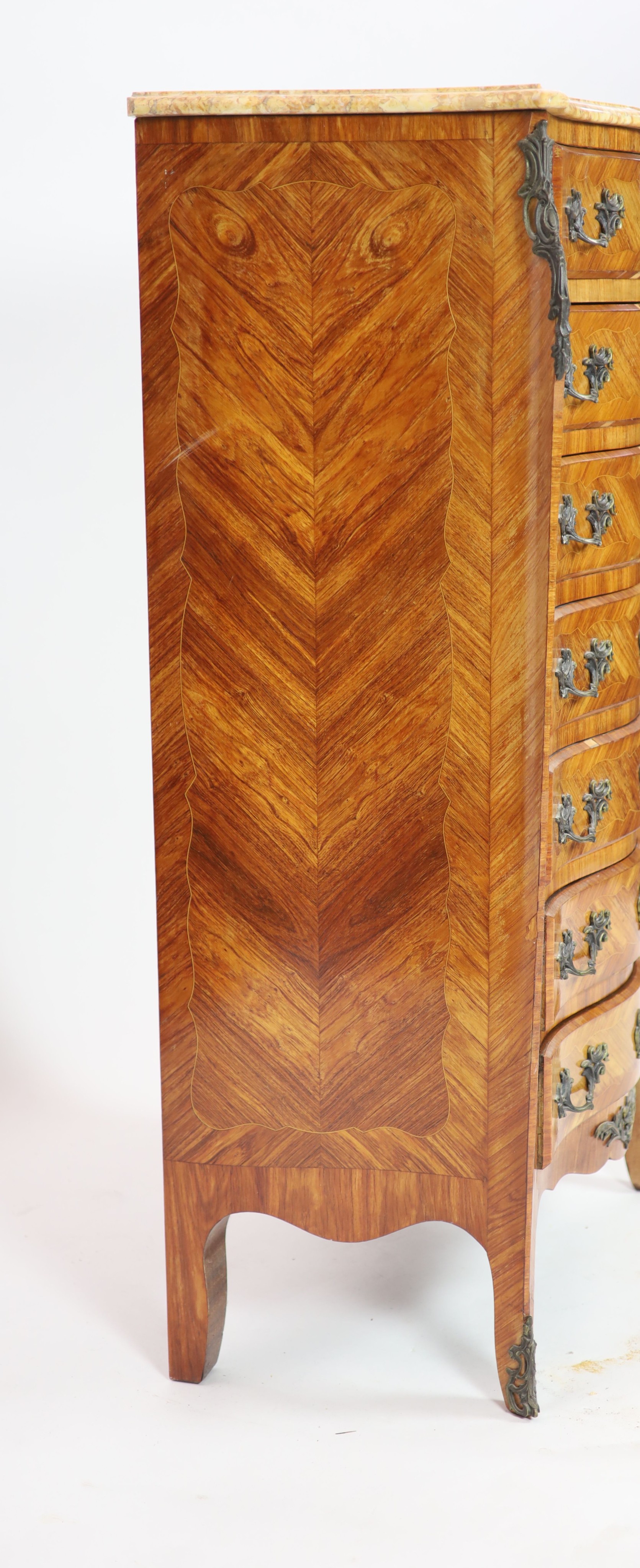 A Louis XV style kingwood semainier, H 136cm. W 79cm. D 45cm.